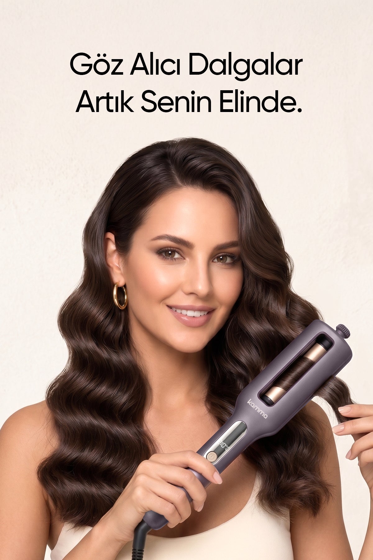 KAMMA Sirena Saç Maşası / Mor - 4 Farklı Çap Ayarlı Çift Voltajlı